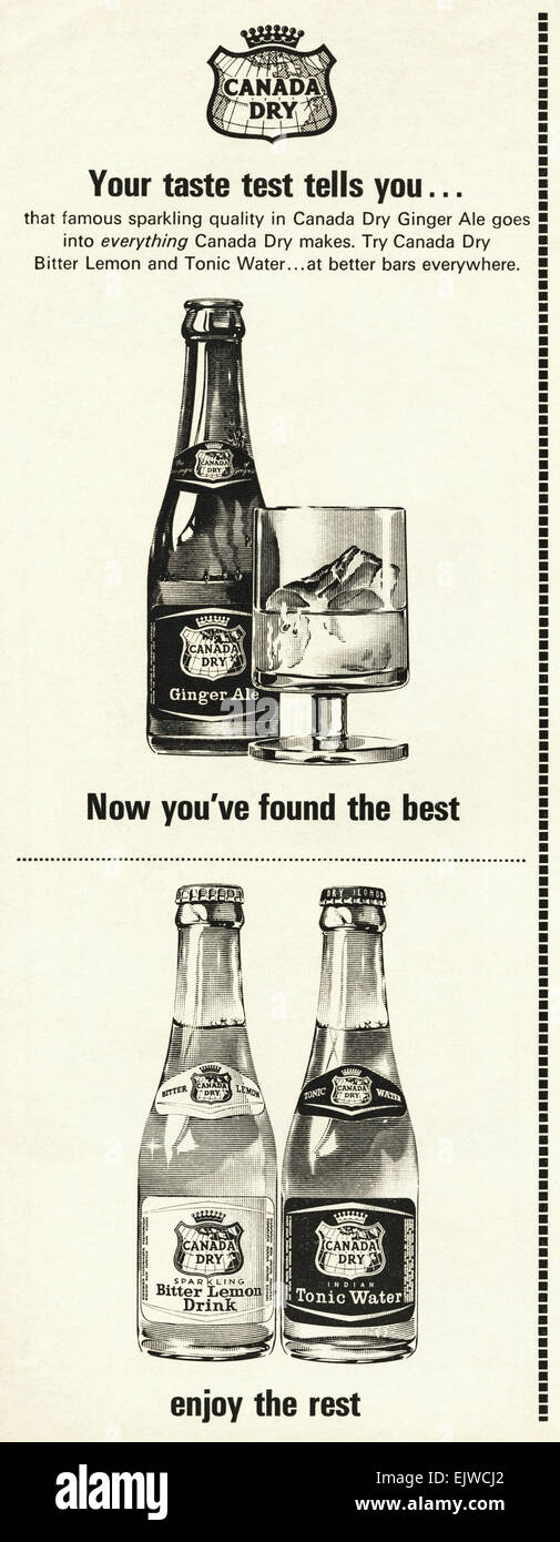 1960s advertisement magazine advert for CANADA DRY dated 1964 Stock Photo