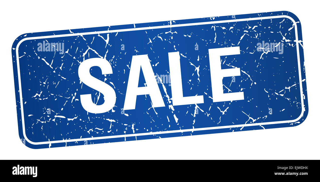 sale blue square grunge textured isolated stamp Stock Photo - Alamy