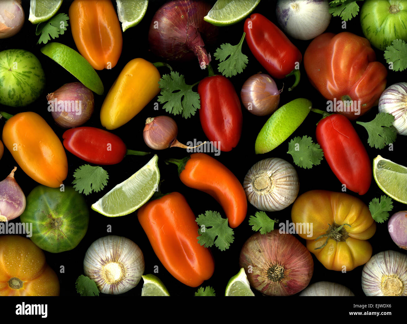 Fresh Ingredients for making fresh Mexican salsa Stock Photo Alamy
