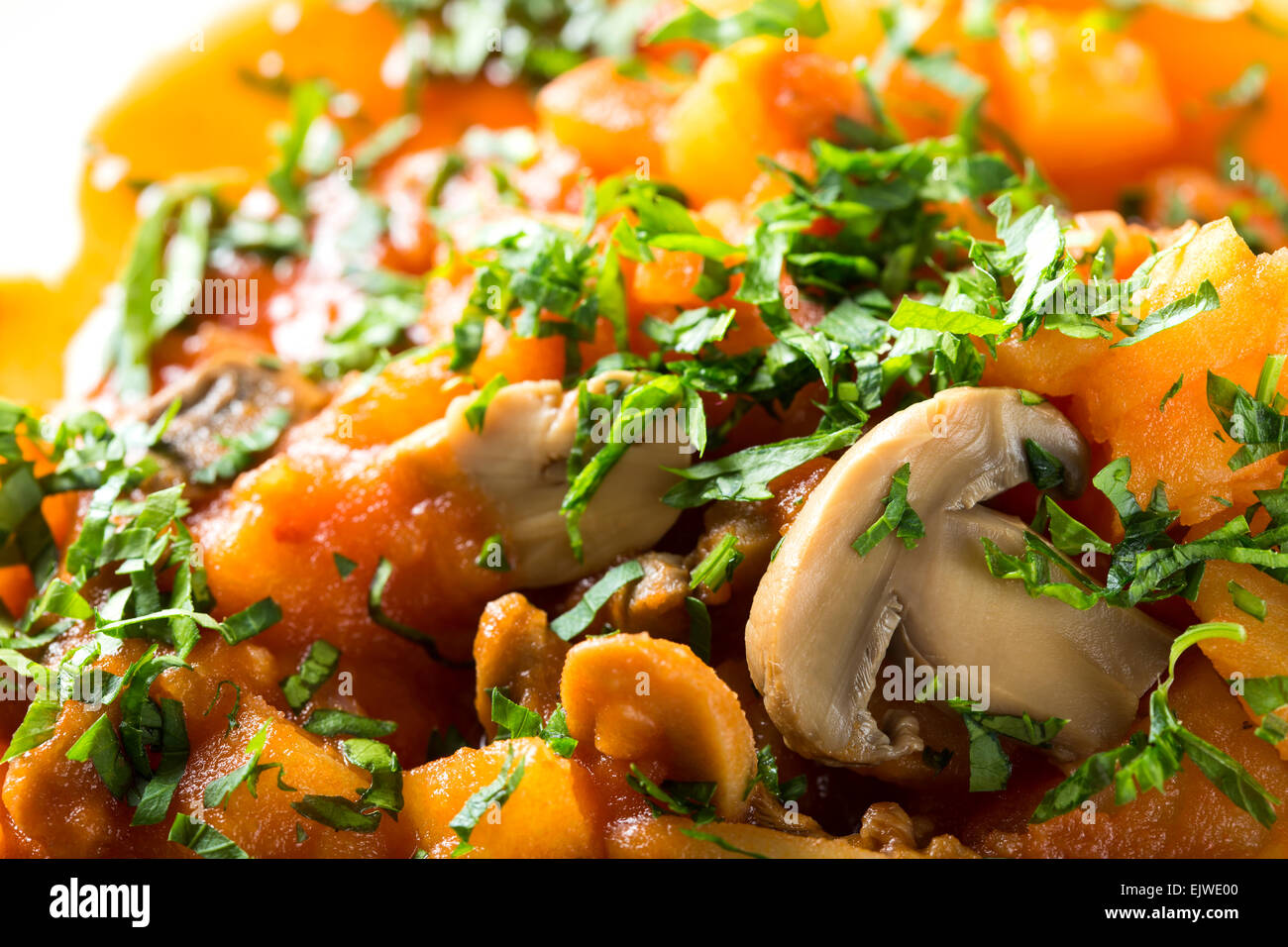Potatoes with mushrooms - close-up view Stock Photo