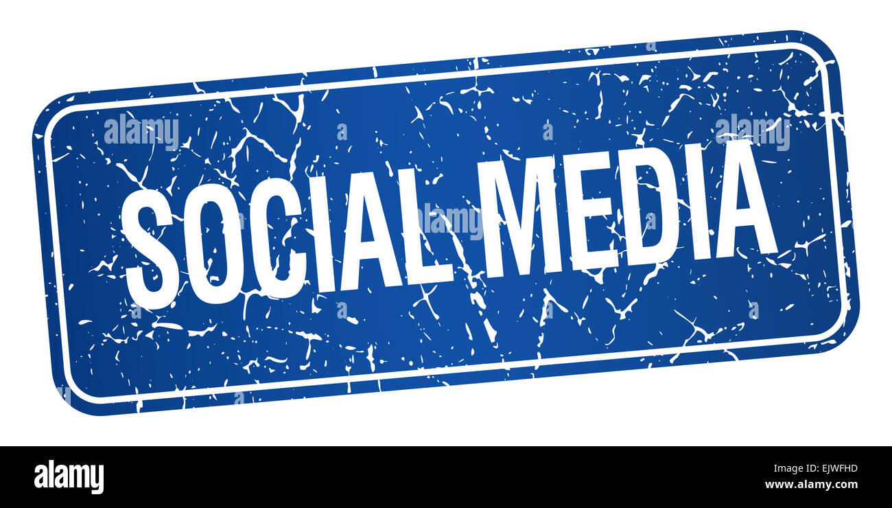 social media blue square grunge textured isolated stamp Stock Photo - Alamy