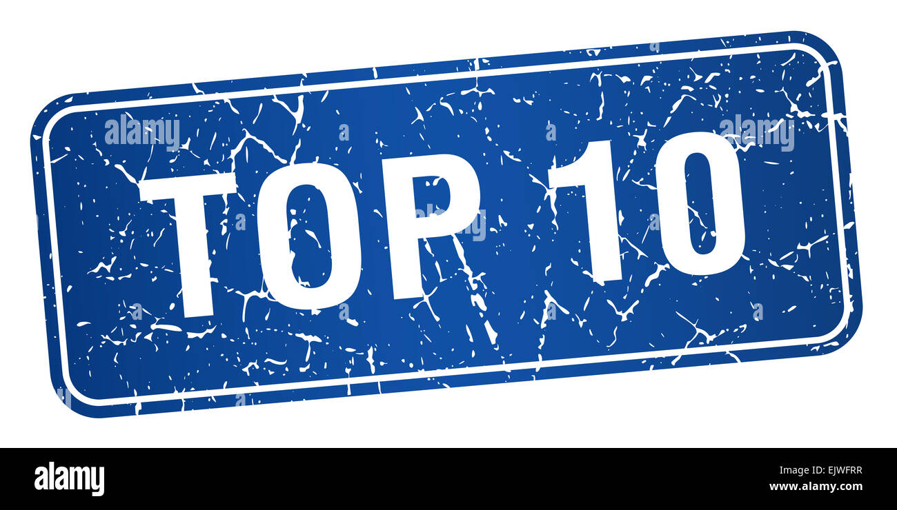 top 10 blue square grunge textured isolated stamp Stock Photo - Alamy