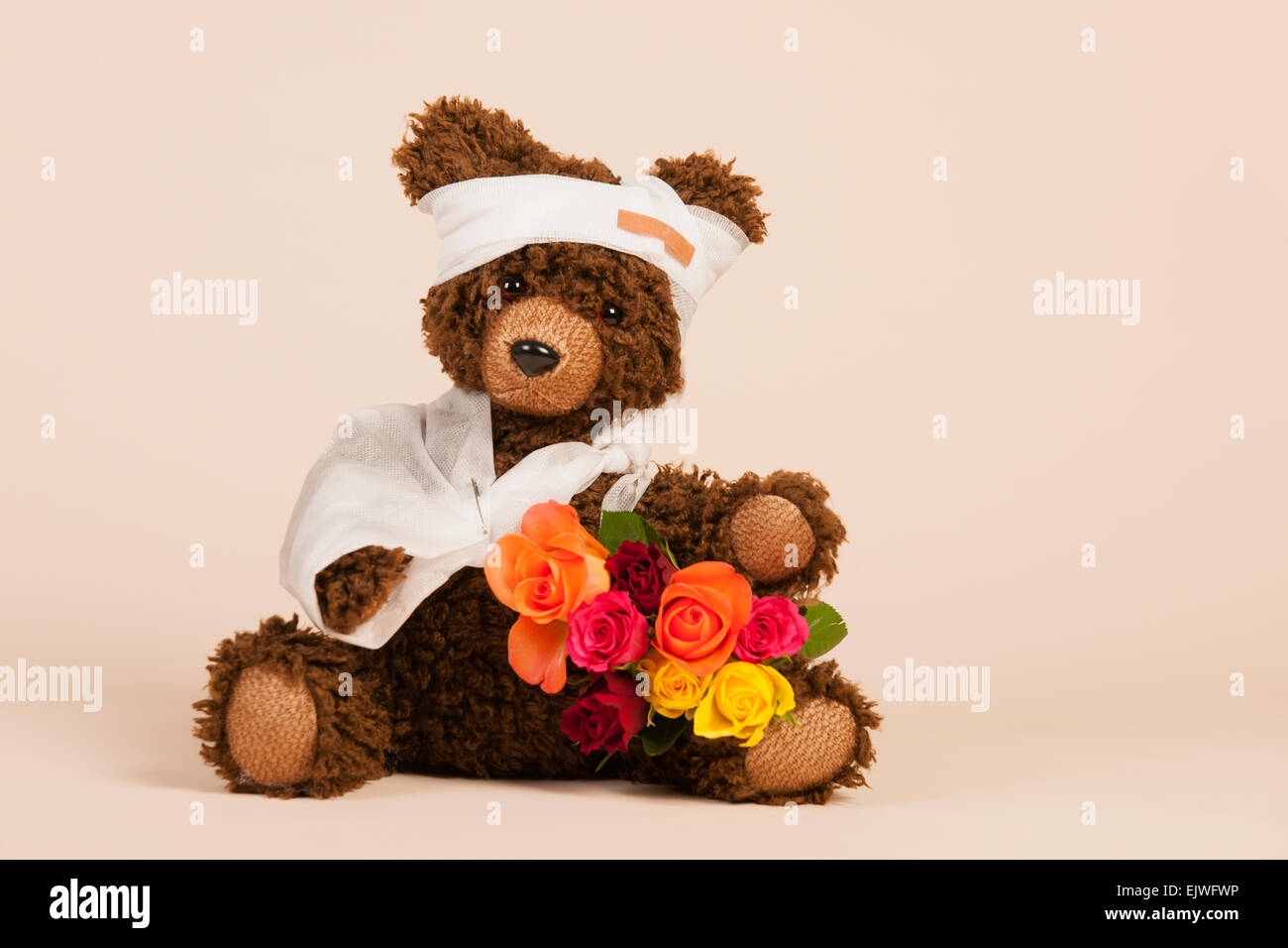 Teddy Bear With Flowers And Card With Lettering Get Well Stock Photo,  Picture and Royalty Free Image. Image 17996305.