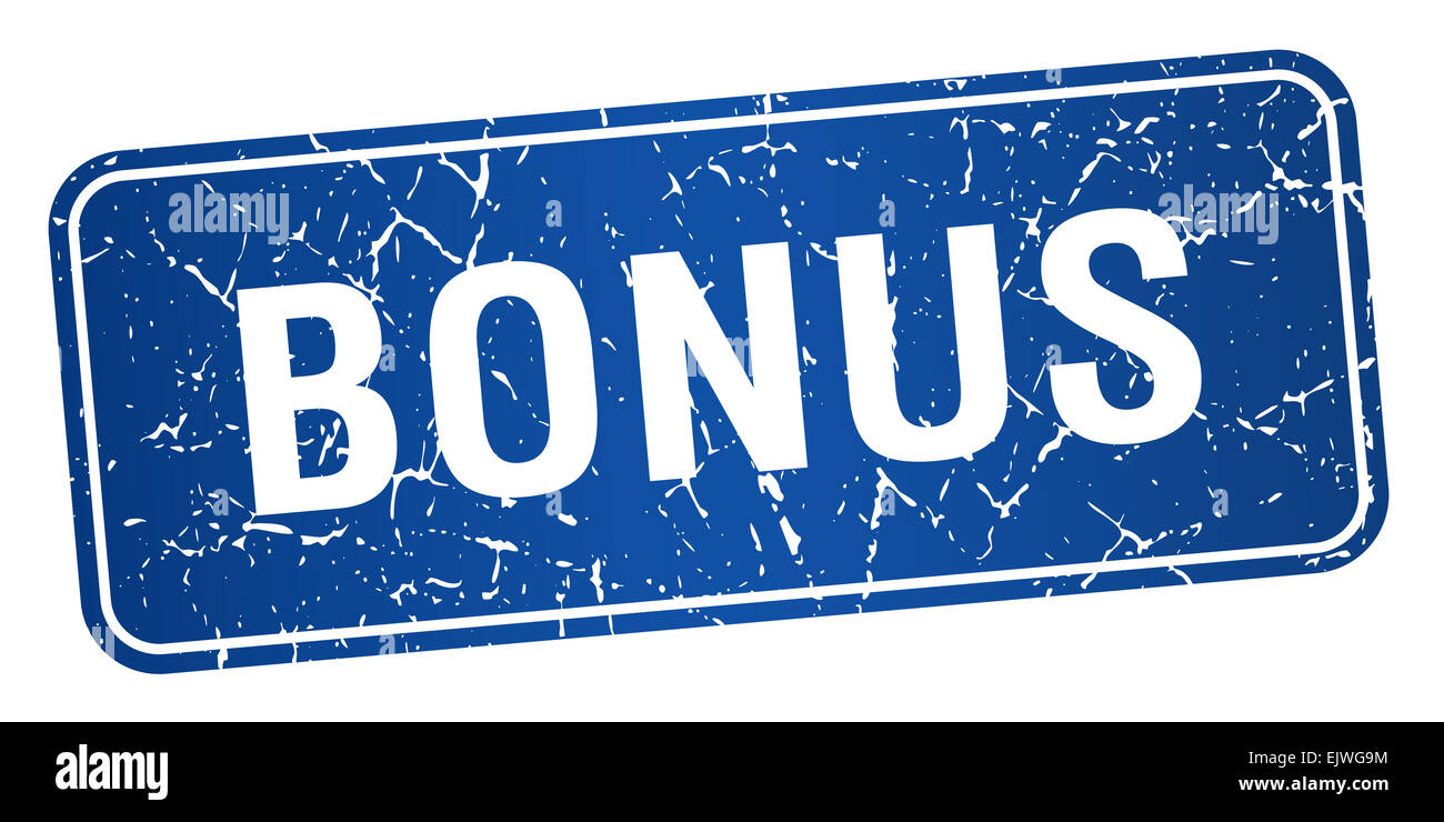 bonus blue square grunge textured isolated stamp Stock Photo - Alamy