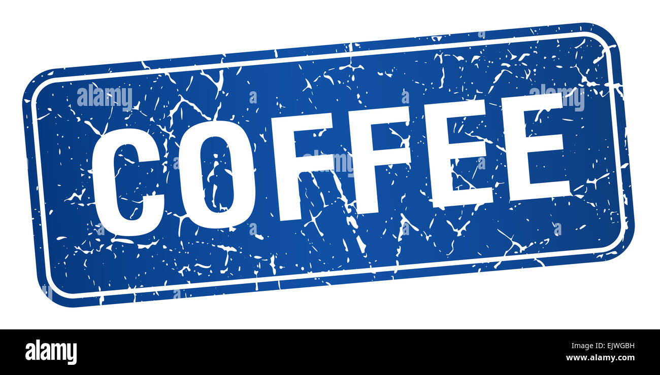 coffee blue square grunge textured isolated stamp Stock Photo - Alamy