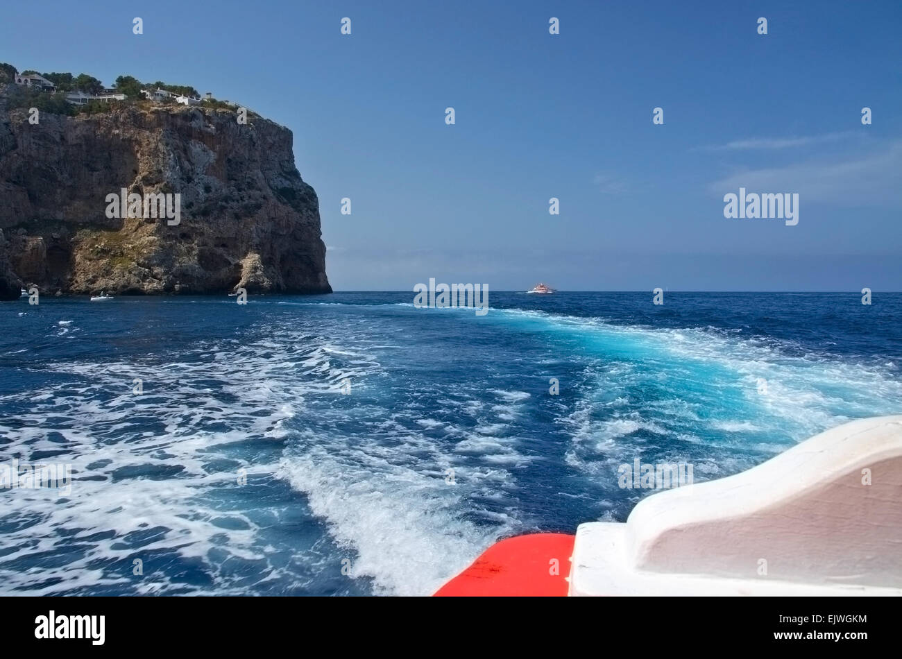 Boating seafoam colors in Mallorca, Balearic islands, Spain. Stock Photo