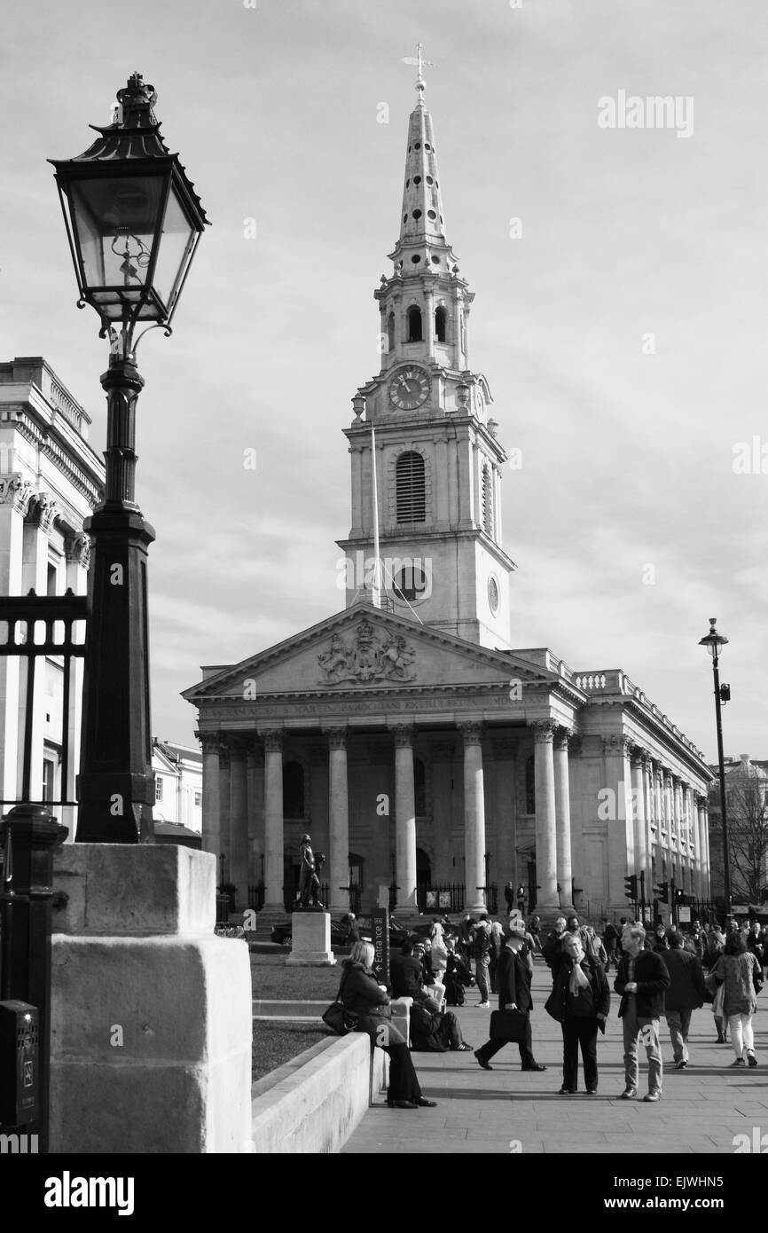 A view of St Martin In The Fields church in Trafalgar Square, London, England. Stock Photo