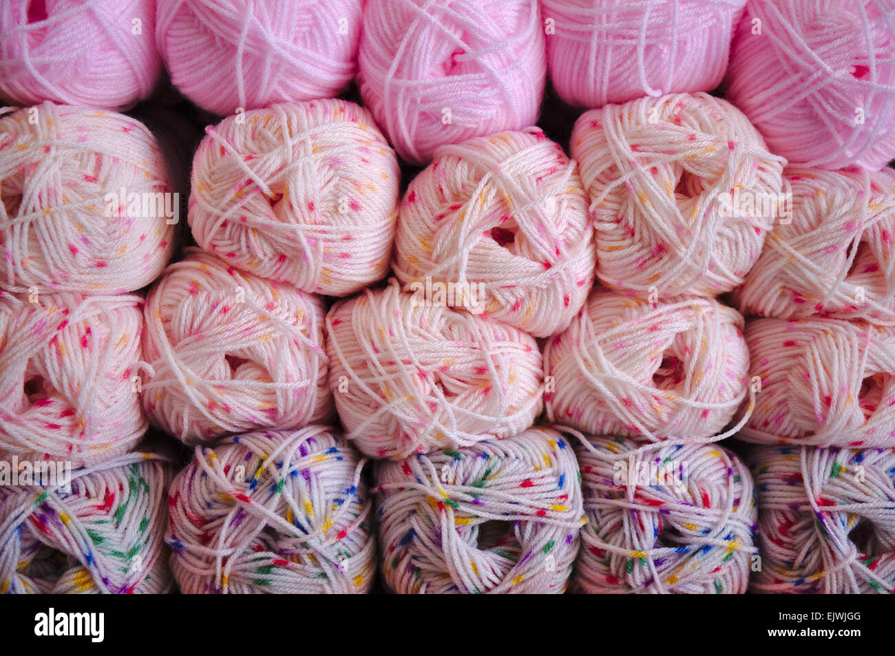 Stock of pink knitting wool Stock Photo
