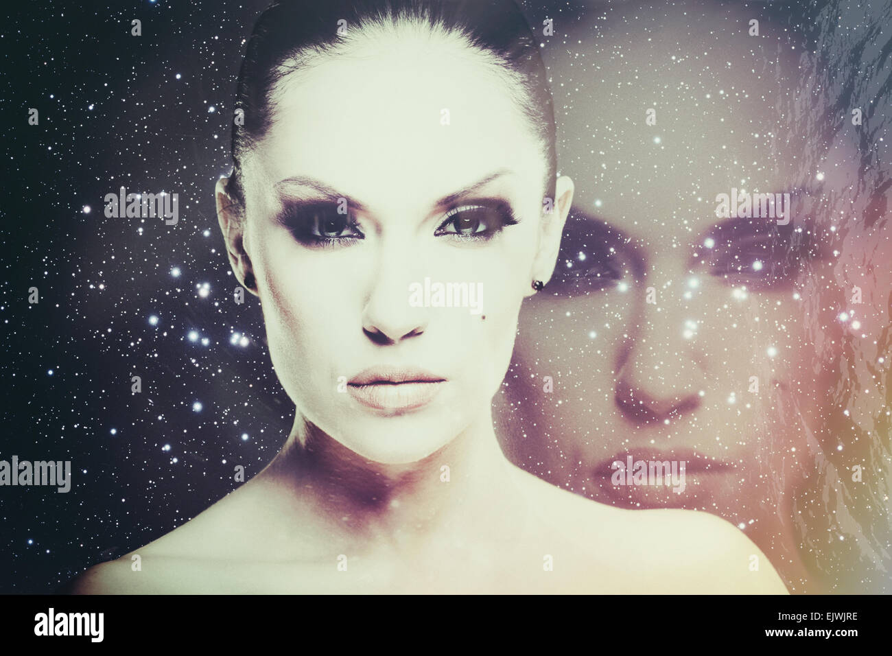 Face of the Universe, abstract science fiction backgrounds Stock Photo
