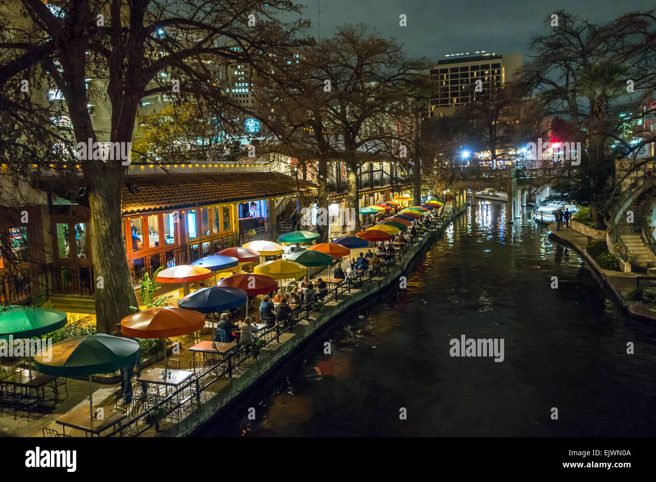 San Antonio riverwalk night Stock Photo
