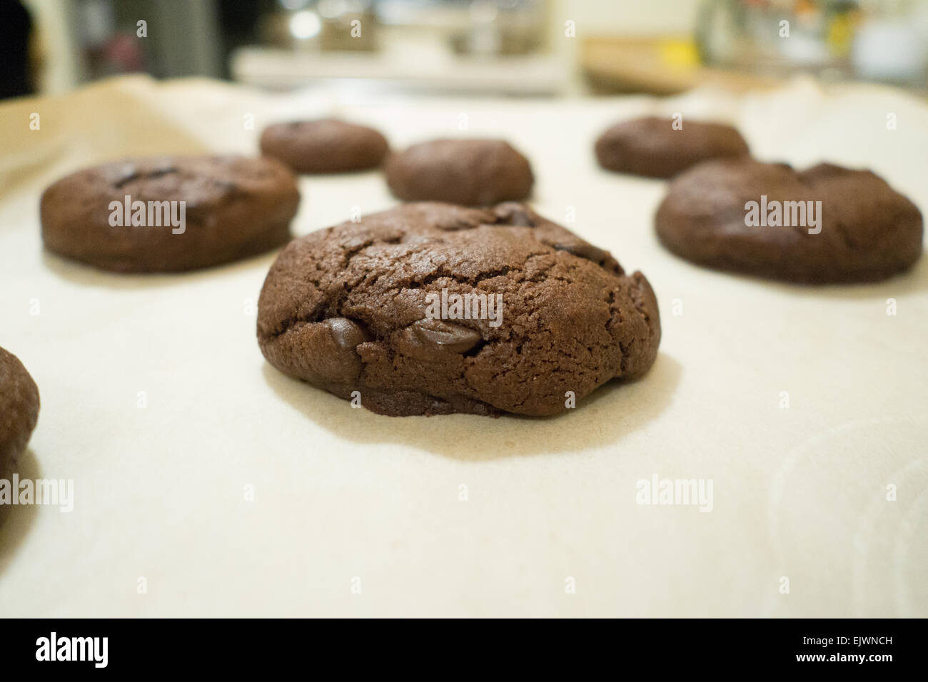 baked chocolate chip cookies home made Stock Photo