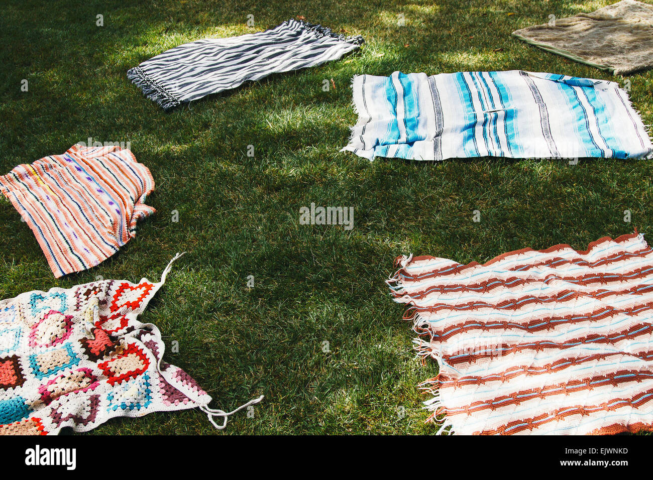 Summer Backyard Blankets Stock Photo
