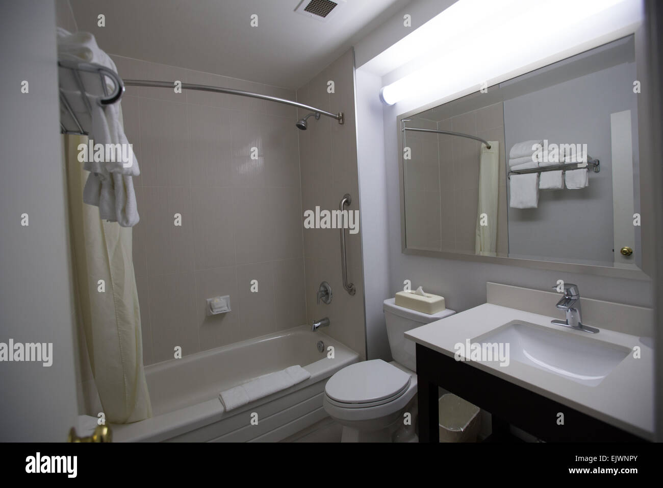 hotel bathroom tub sink toilet Stock Photo