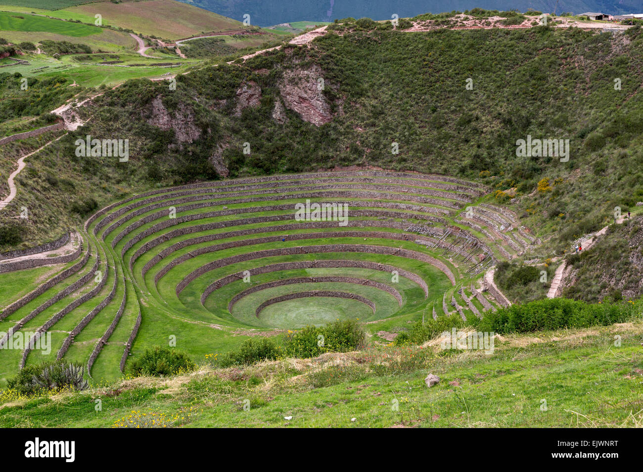 Peru, Moray, Urubamba Valley.  An Inca Agricultural Experimental Site. Stock Photo