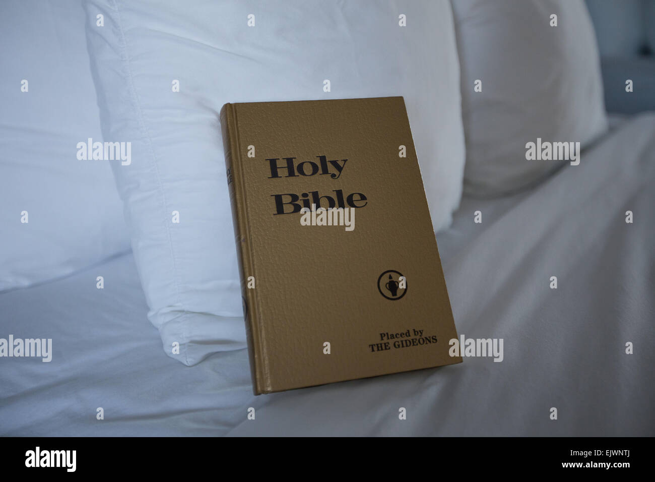 holy bible bed pillow Stock Photo