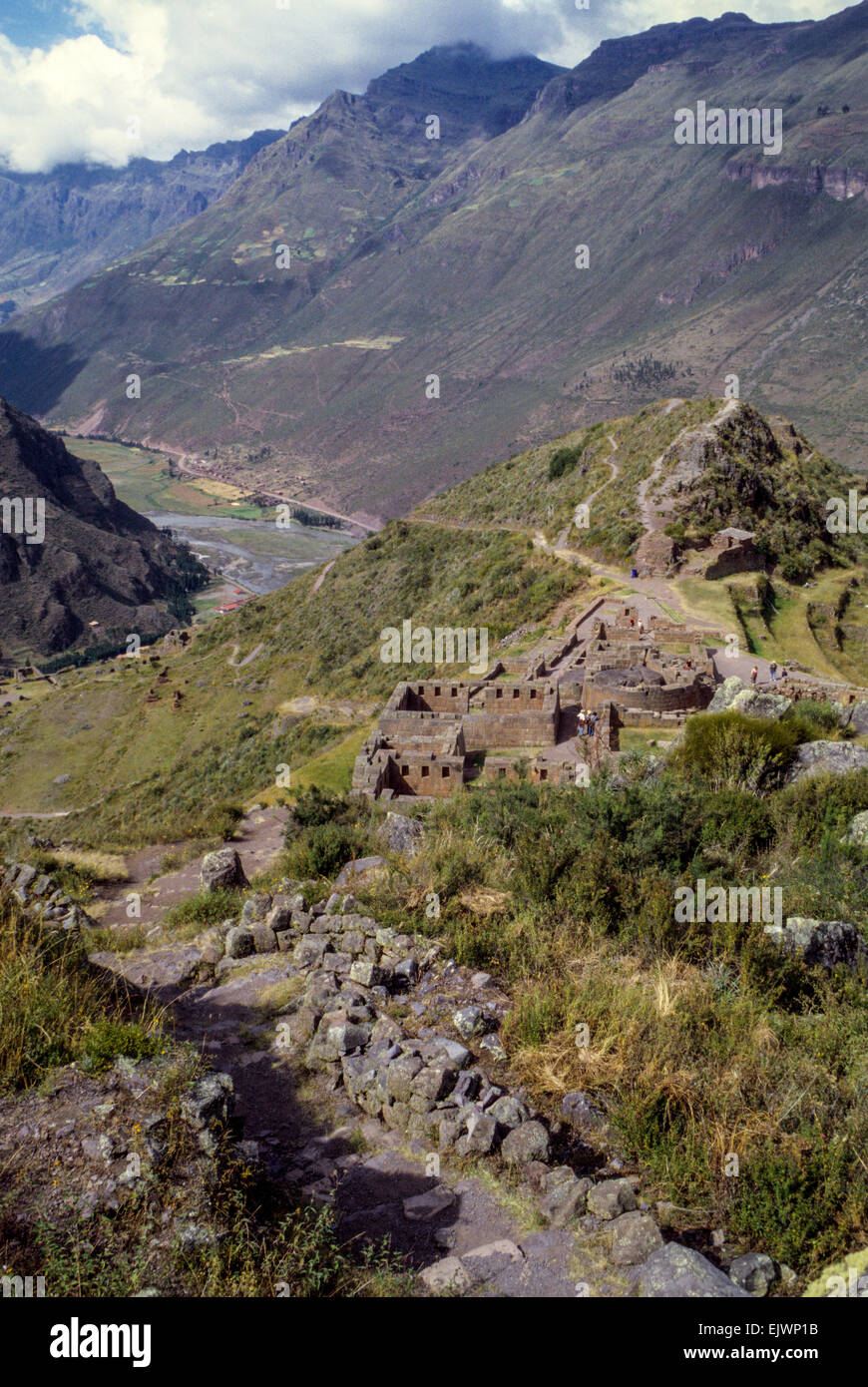 Peru, Pisac.  Inca Temple of the Sun. Stock Photo