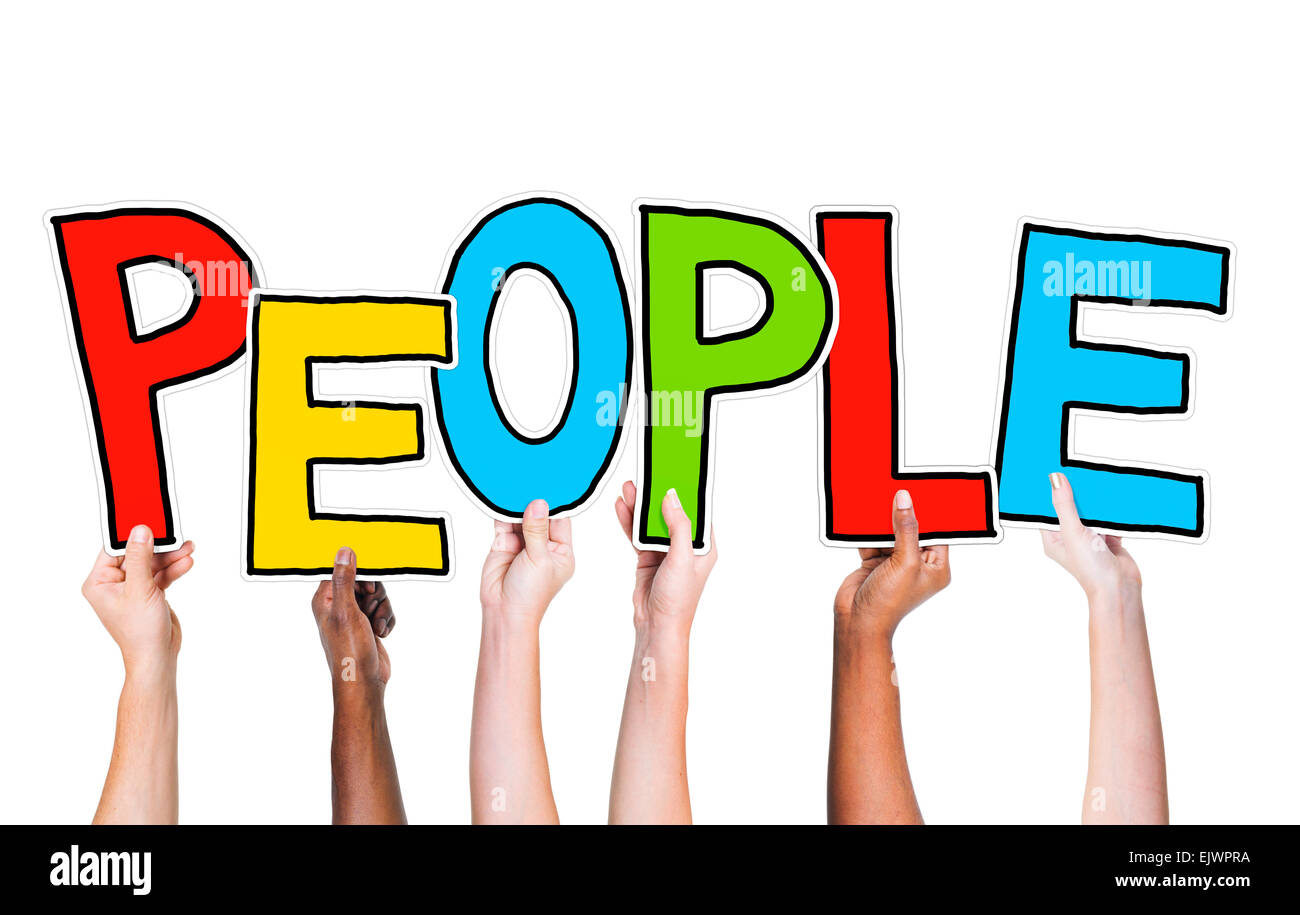 Group of Hands Holding Letter People Stock Photo - Alamy