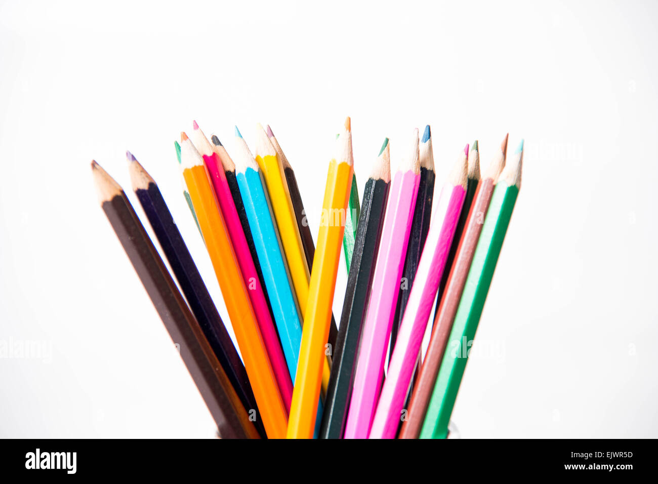A row of childrens coloured led crayon pencils Stock Photo - Alamy