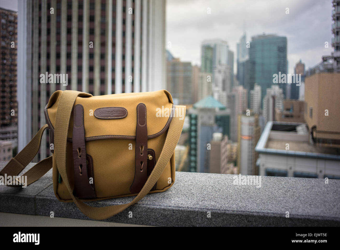 Billingham camera bag on a rooftop in Hong Kong Stock Photo Alamy