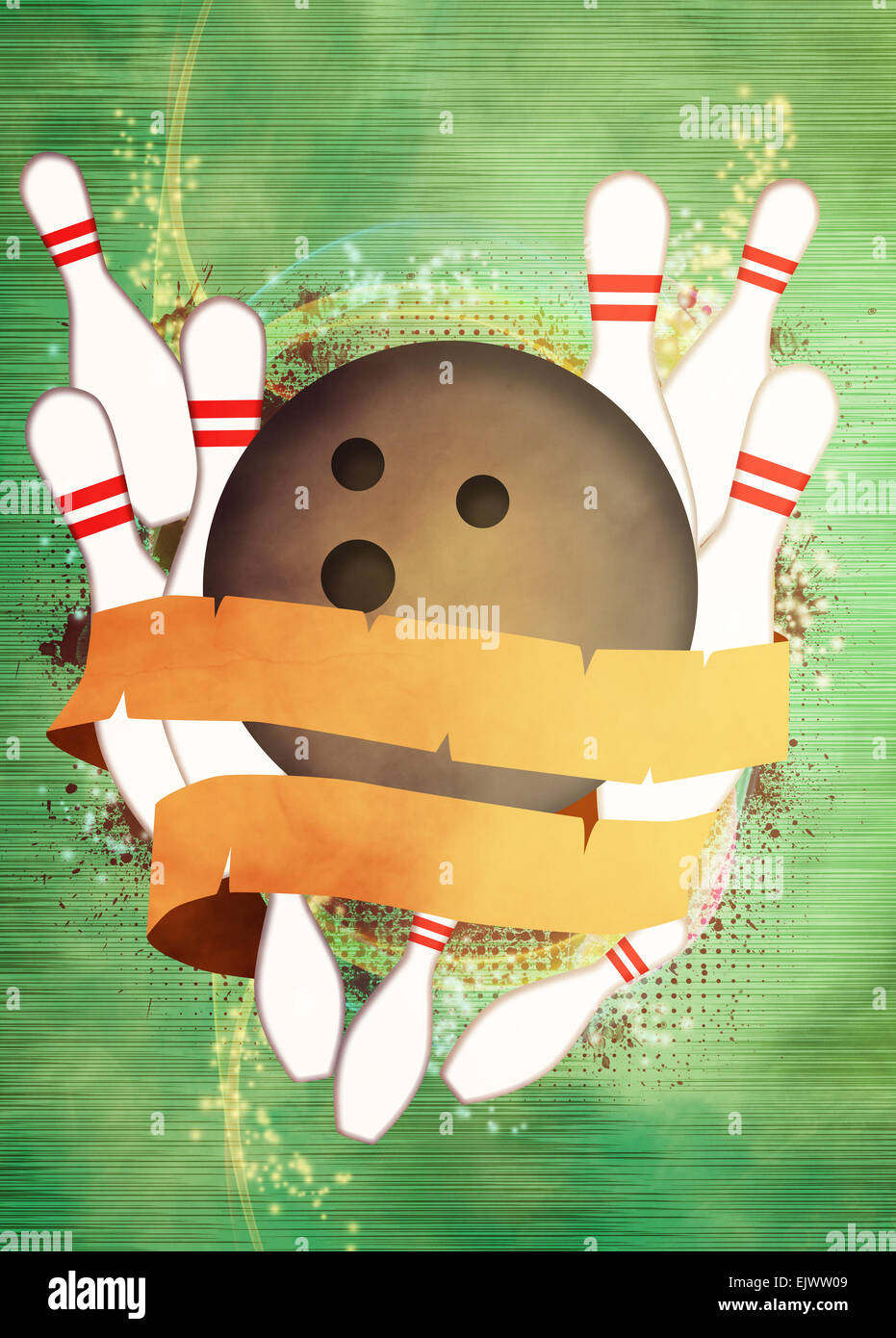 Bowling sport invitation advert background with empty space Stock Photo