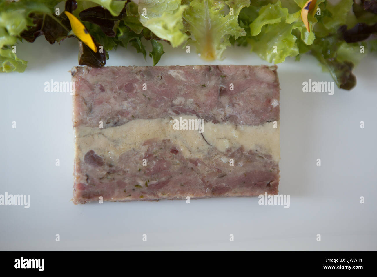 Smoked ham hock and foie gras terrine with home made piccalilli and