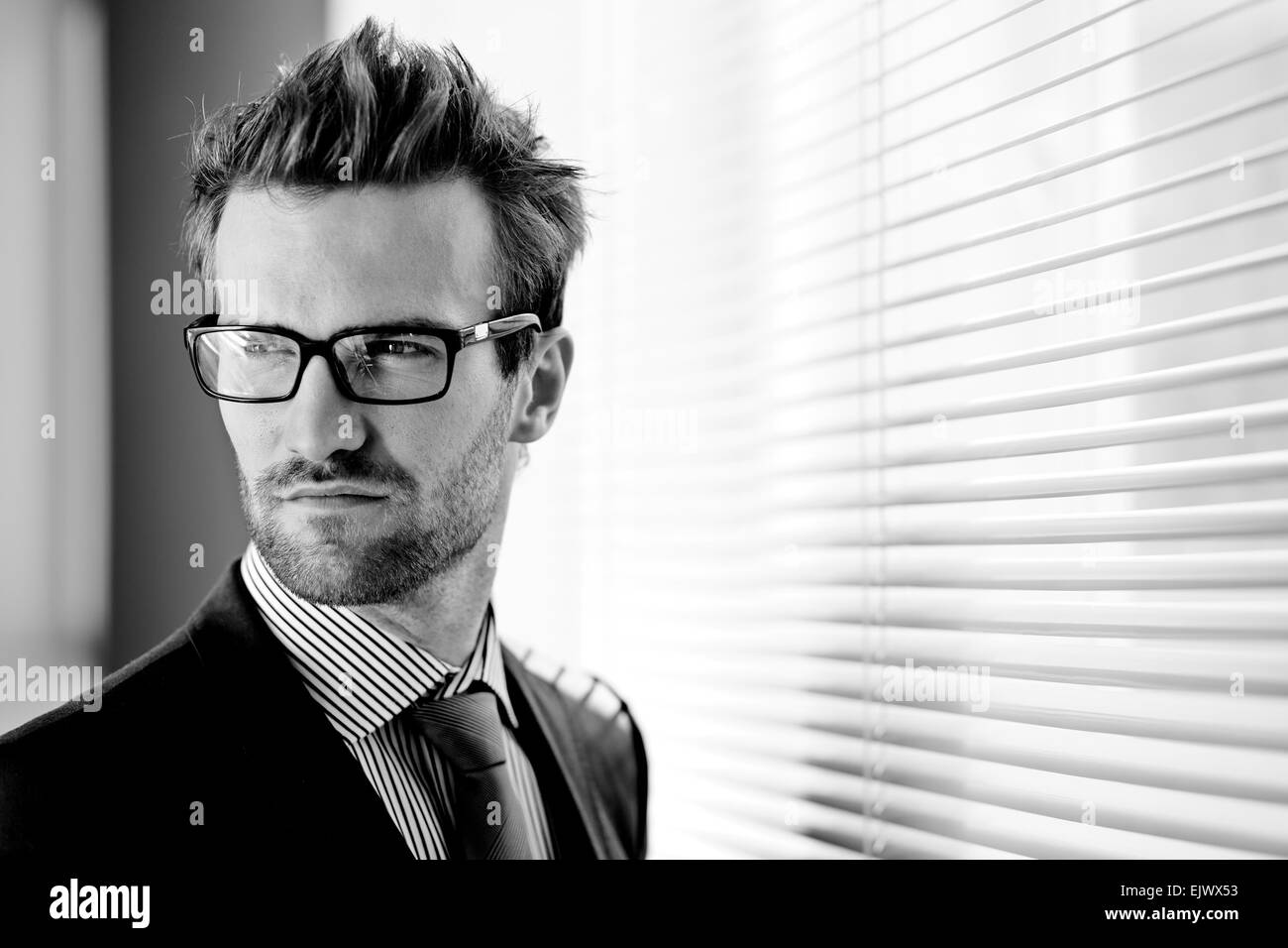 Young handsome businessman in eyeglasses Stock Photo