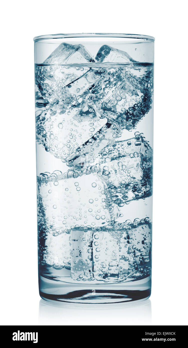 Glass of water with ice cubes isolated on white background Stock Photo ...