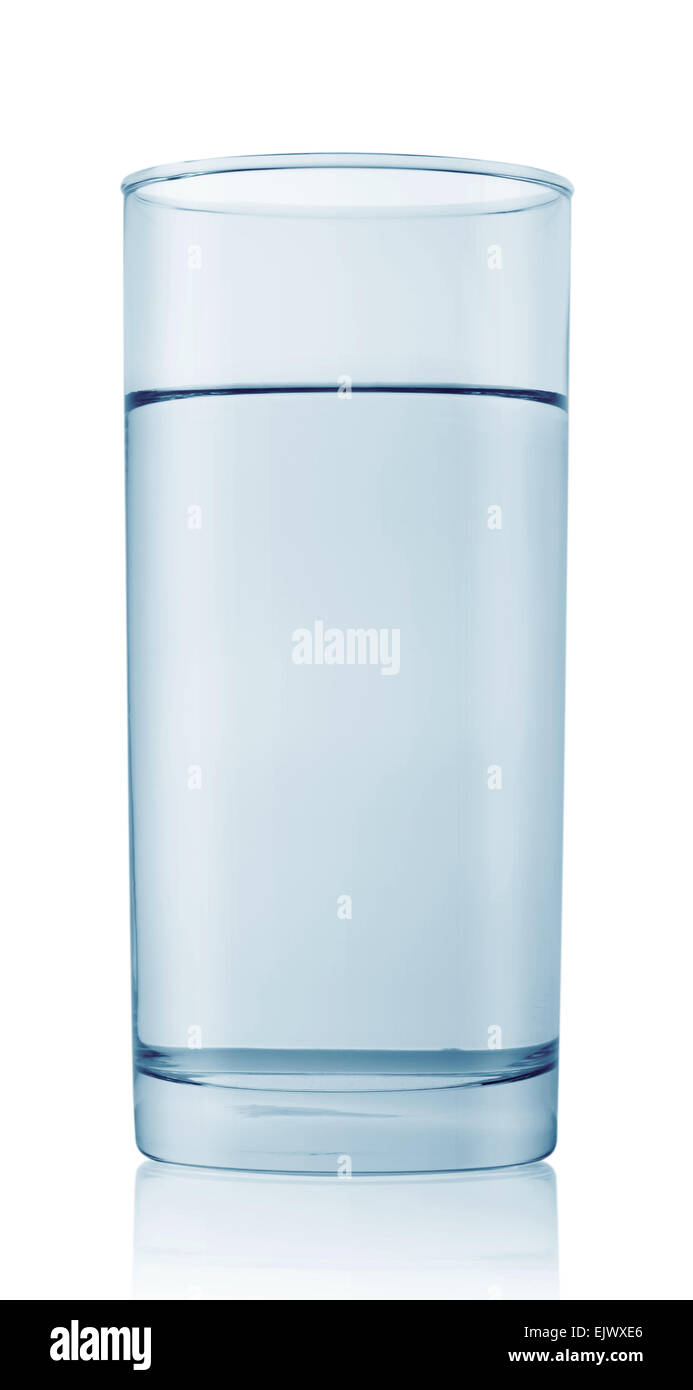 Round tall glass with water isolated on white background Stock Photo