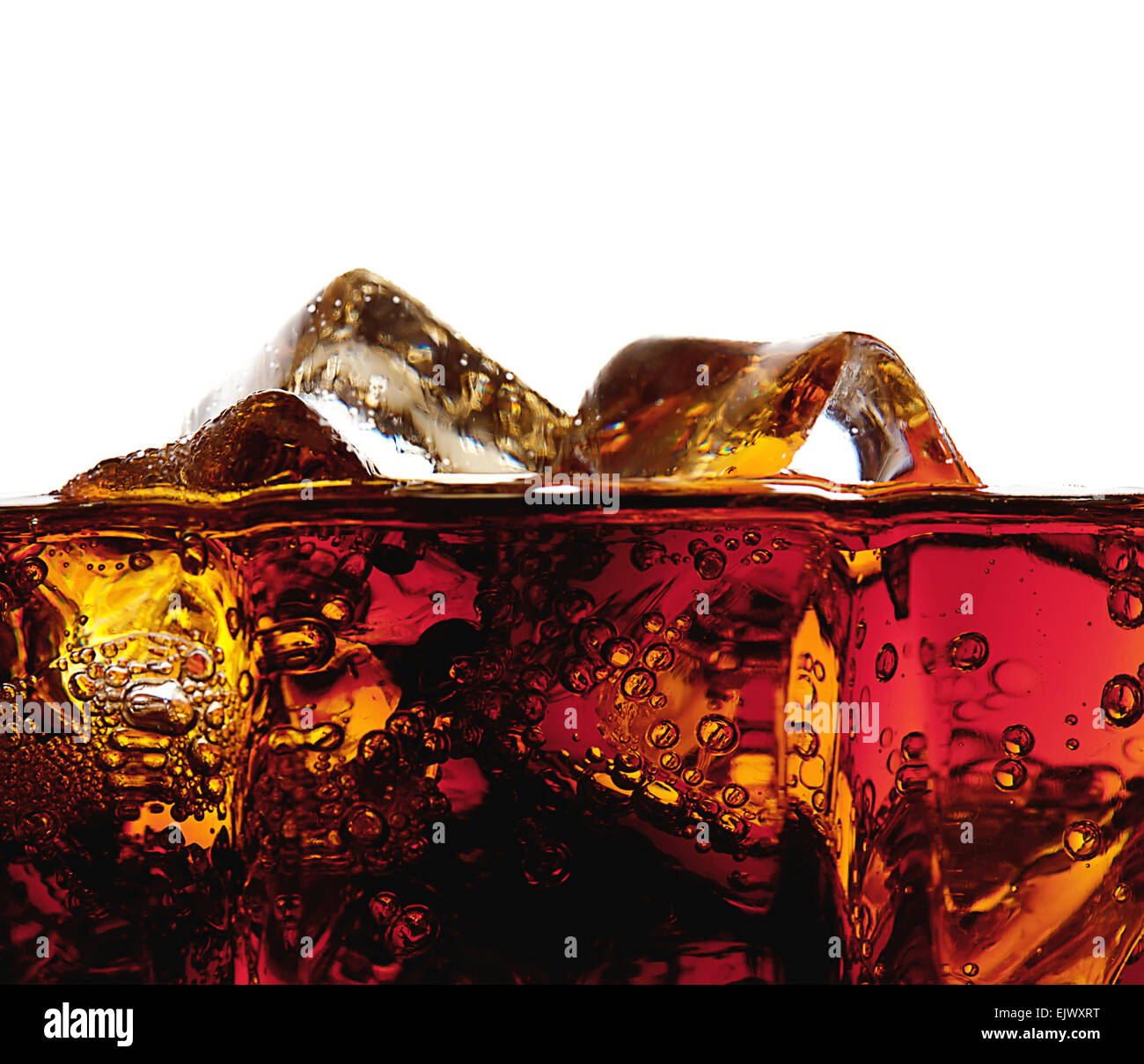 Detail of a glass of cola with ice isolated on white background Stock ...