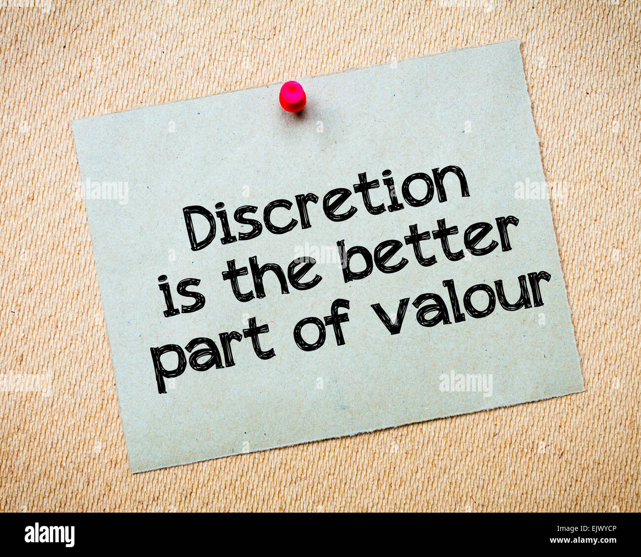 Discretion is the better part of valour message recycled paper note
