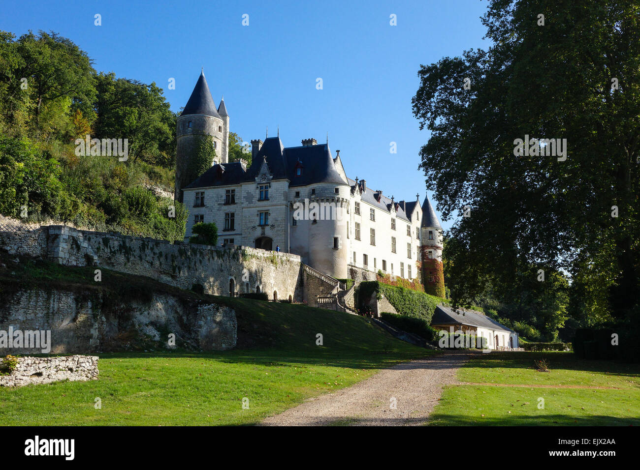 View of the entrance to the Hotel du Chateau De Chissay, in the Loire Valley, historic, luxury holiday destination. Stock Photo