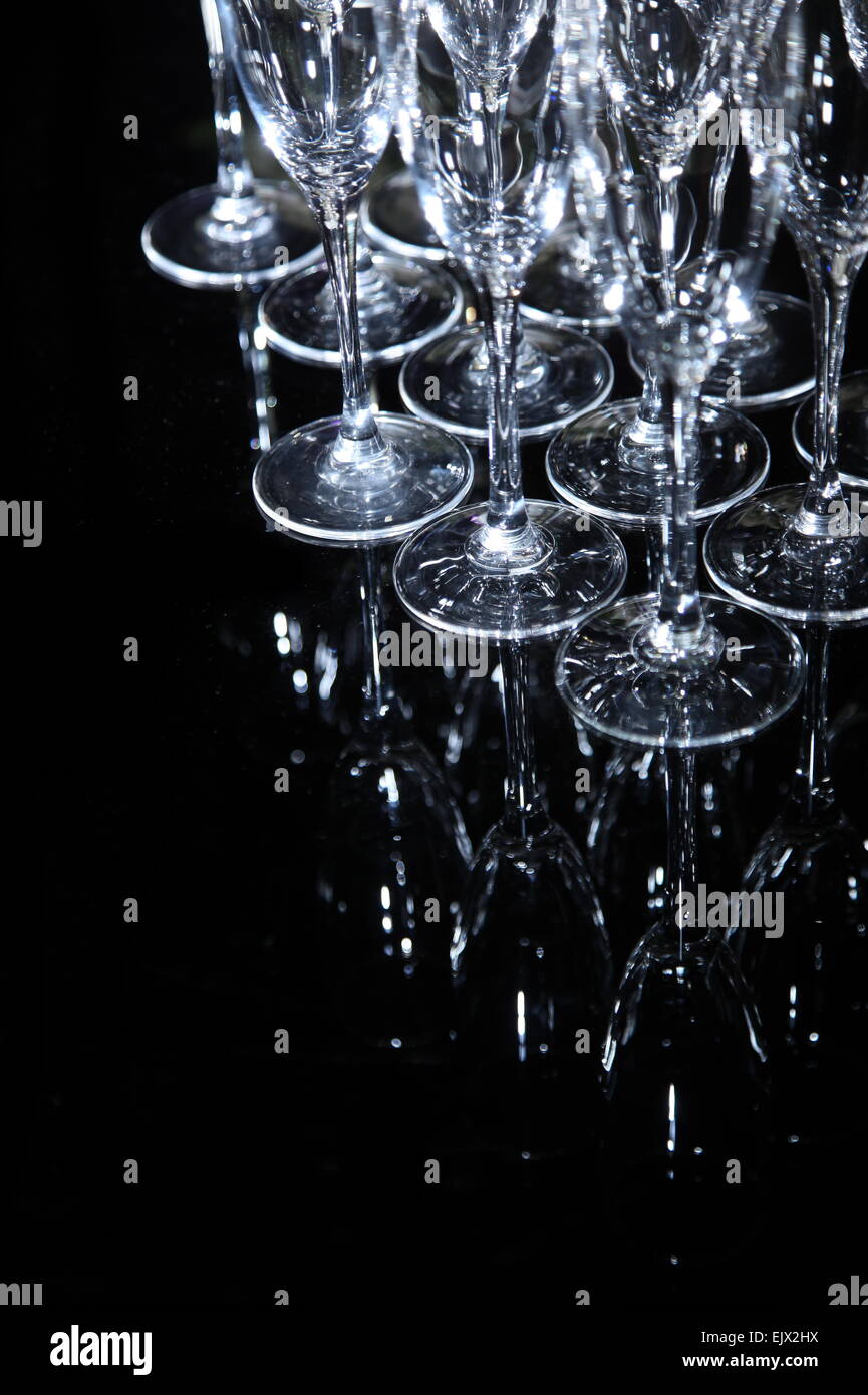Wine glass on a black background Stock Photo - Alamy