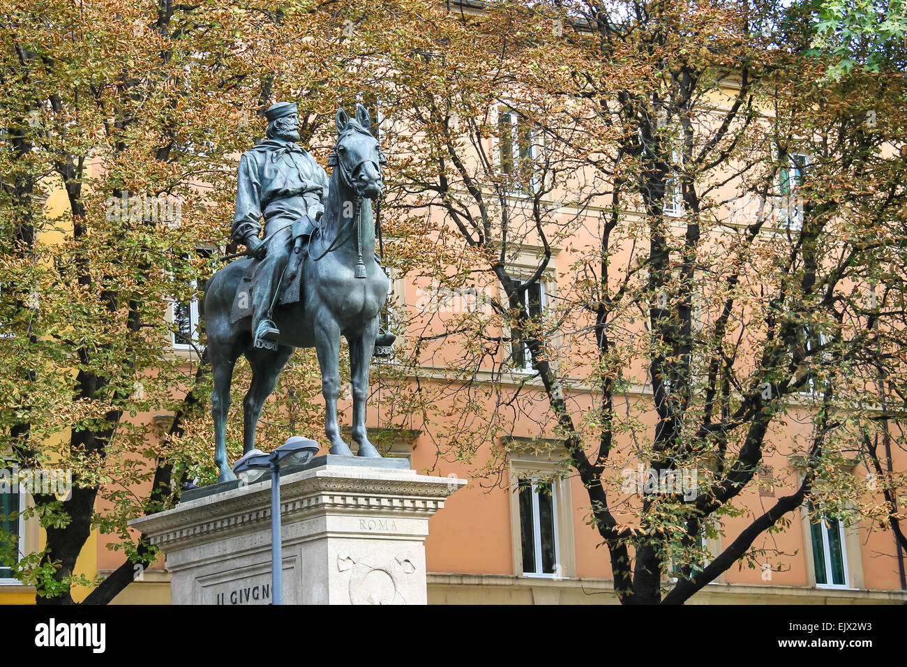 Equestrian statue of Giuseppe Garibaldi in Bologna. Italy Stock Photo