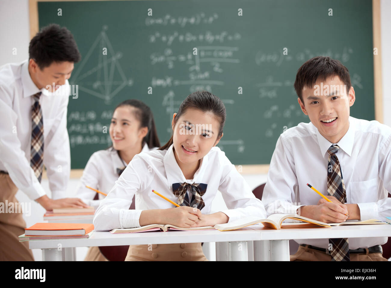Learning in the classroom of senior high school students Stock Photo ...