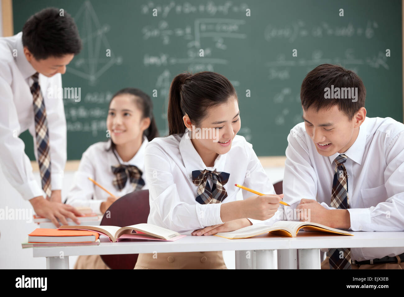 Learning in the classroom of senior high school students Stock Photo ...