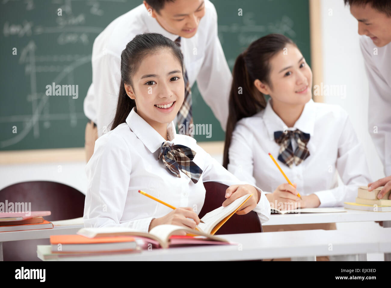 Learning in the classroom of senior high school students Stock Photo