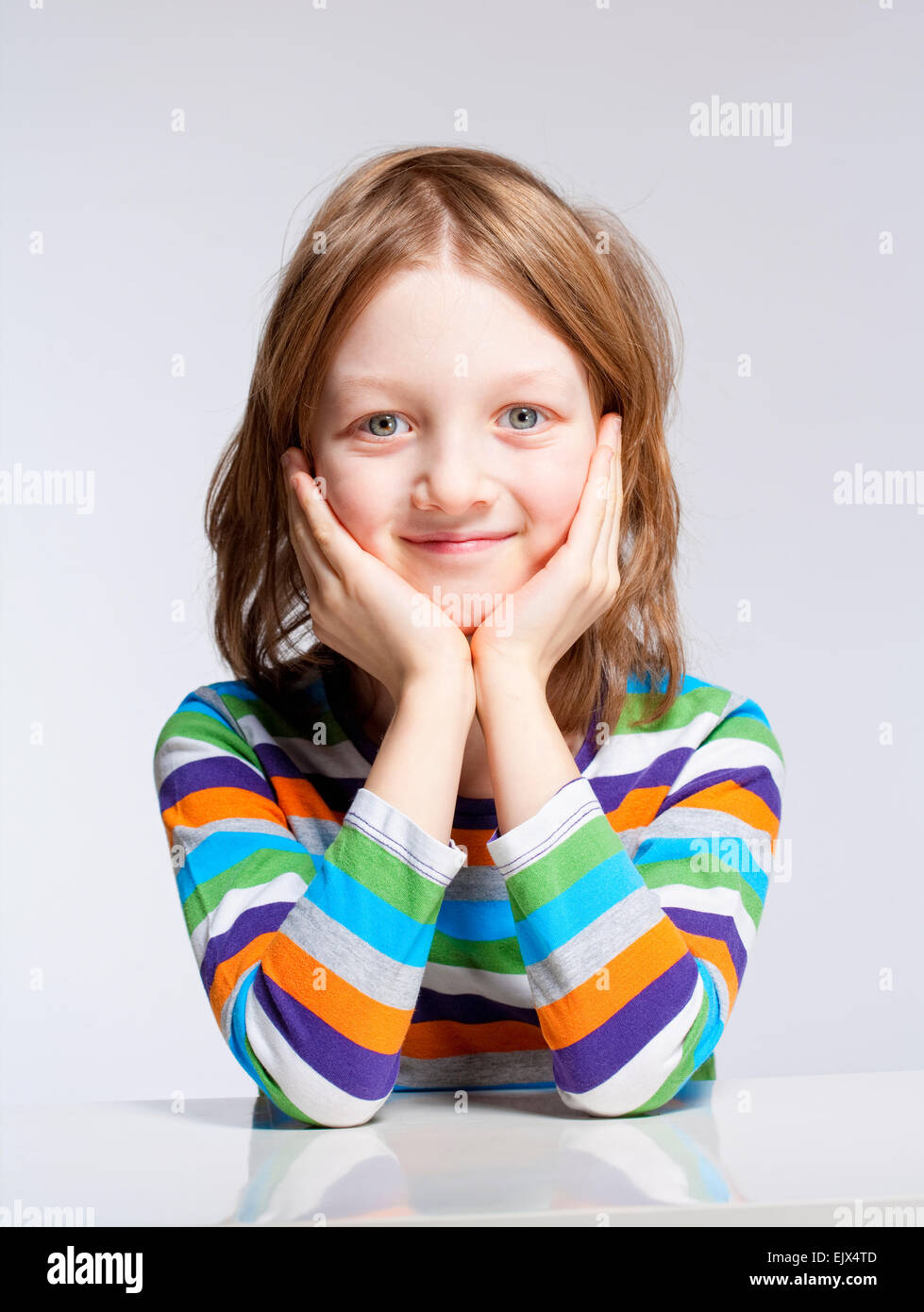 Portrait of a Boy with Blond Hair Smiling Stock Photo - Alamy