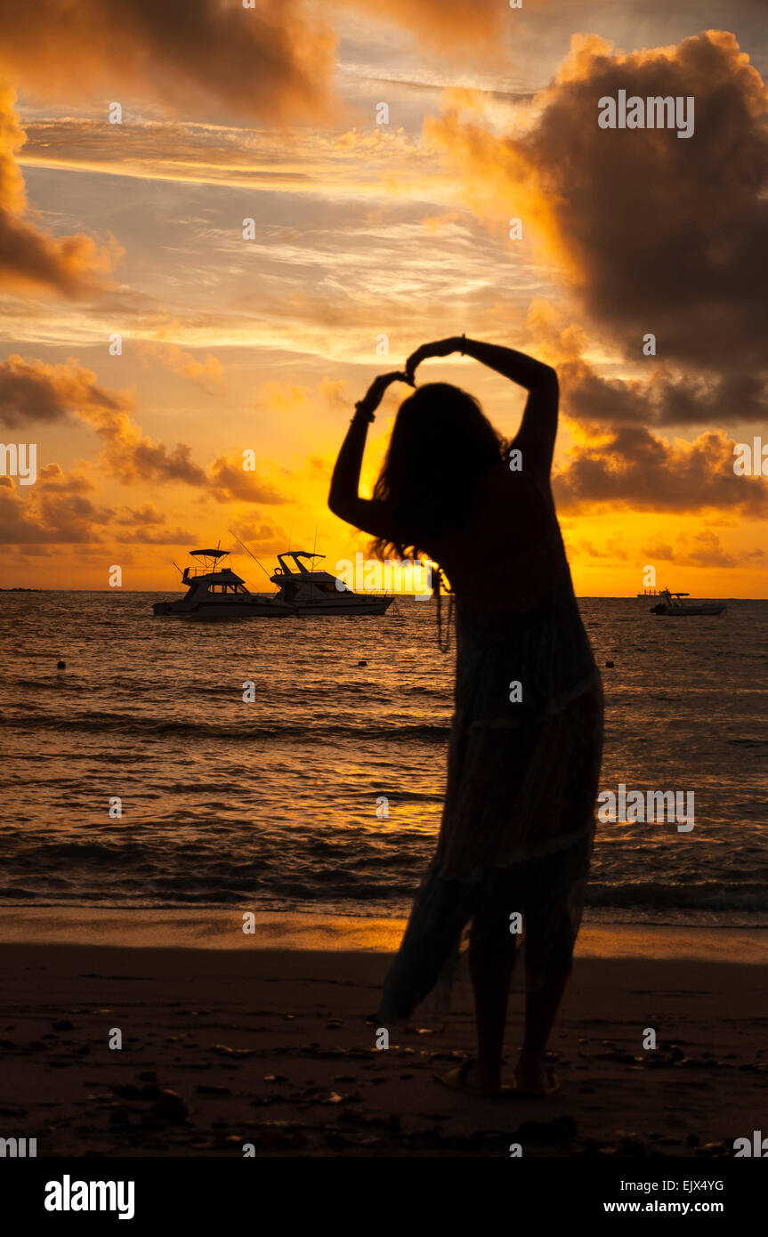 a woman on the beach of Mauritius Stock Photo - Alamy