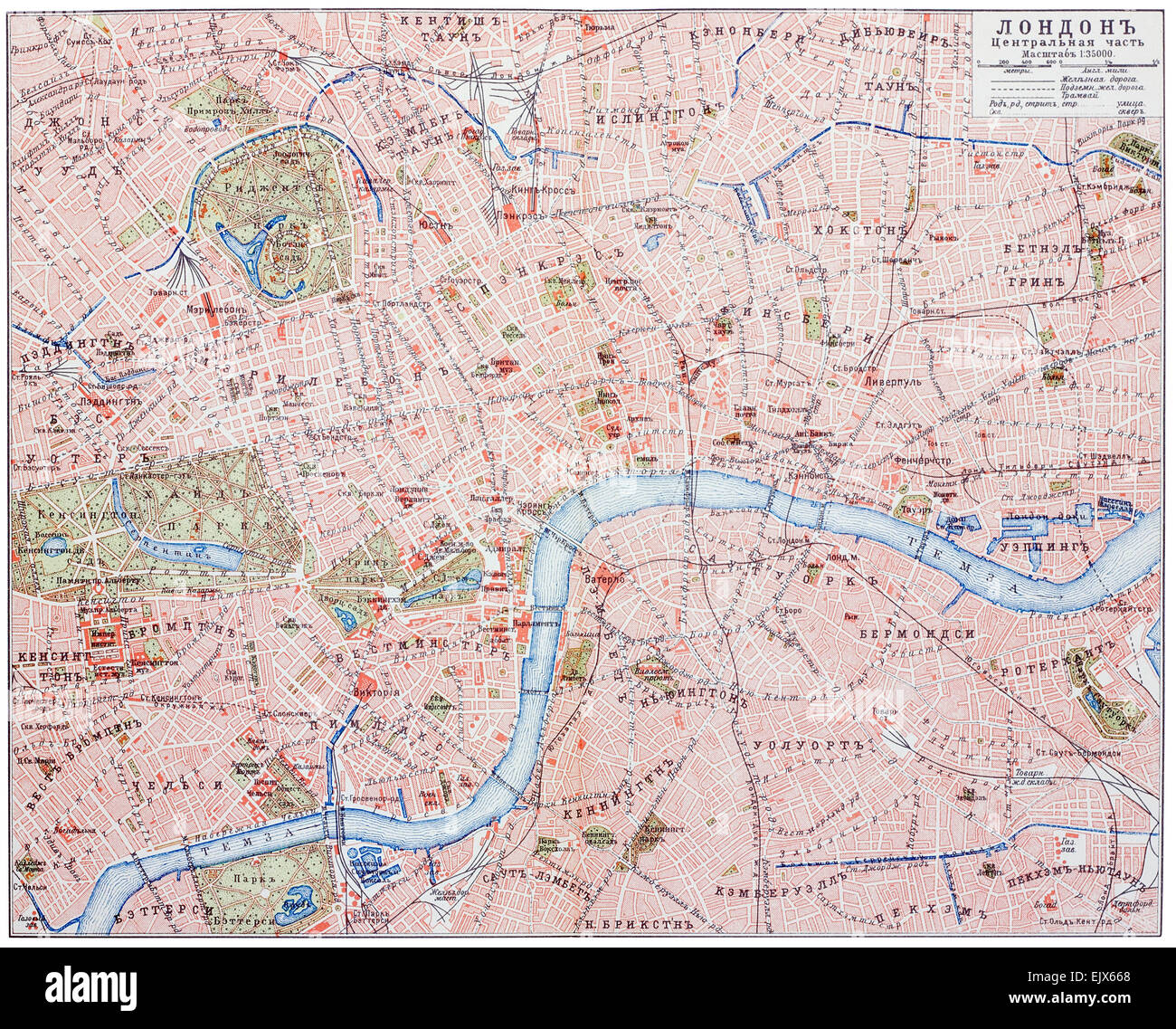 Vintage Map of London 1905