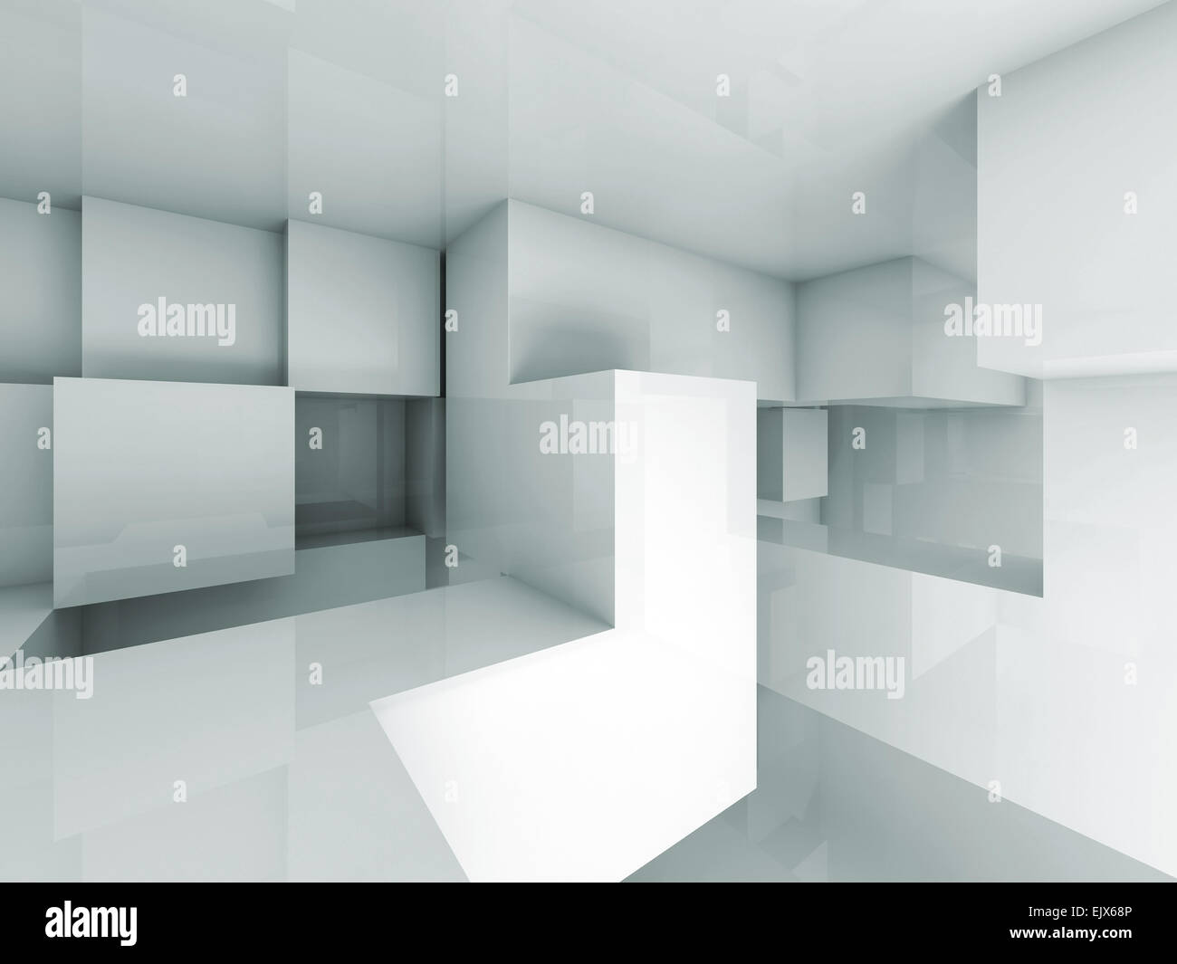 Abstract architecture background with cubes structure on the wall. 3d render illustration Stock Photo