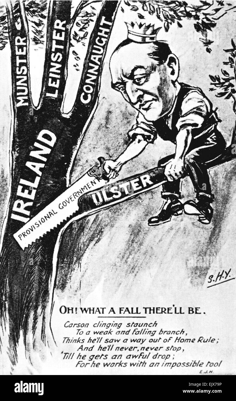 EDWARD CARSON (1854-1935) Irish Unionist politician satirised in a cartoon about 1915 Stock Photo