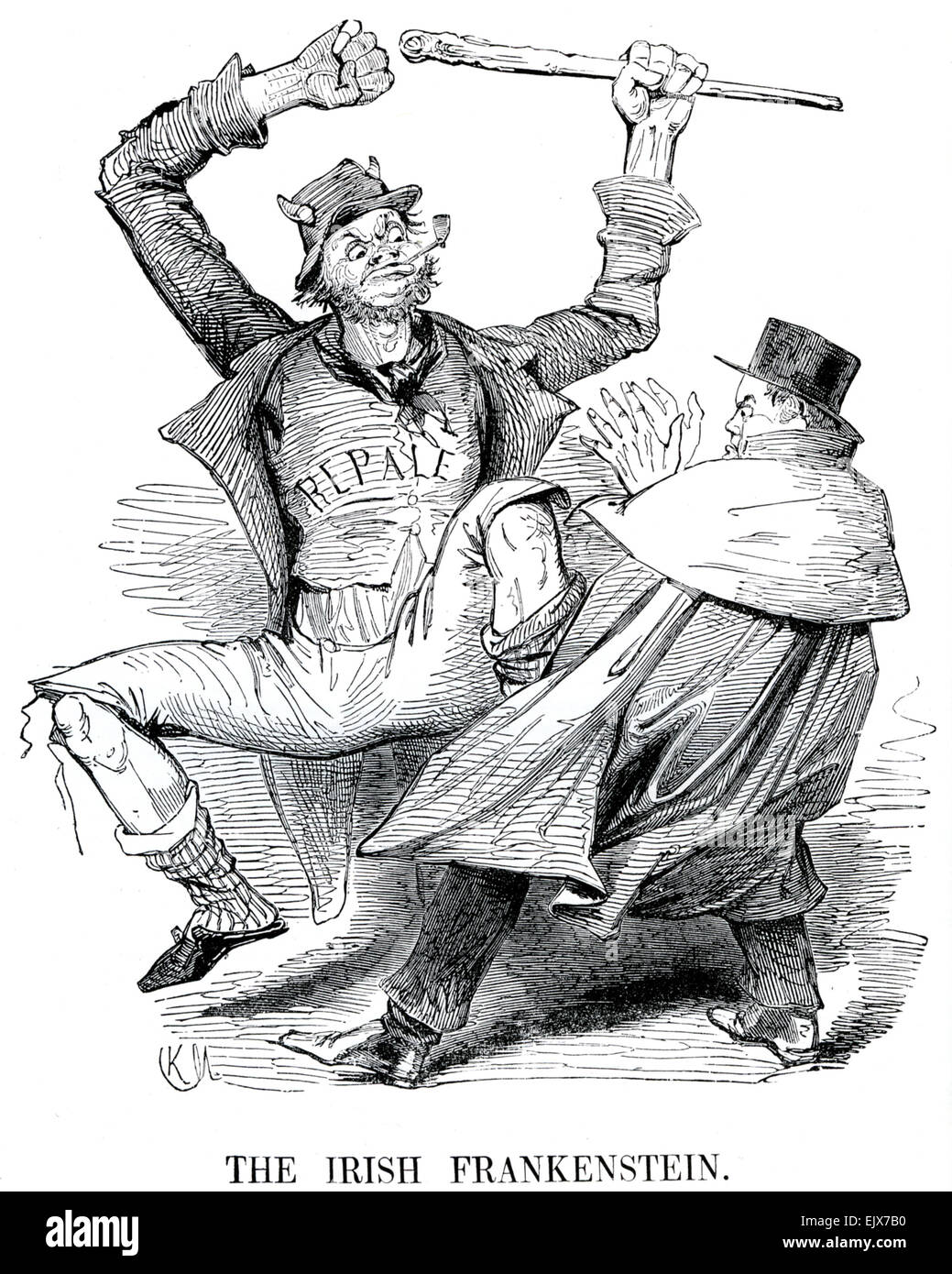 THE IRISH FRANKENSTEIN from Punch 4 November 1843 Stock Photo