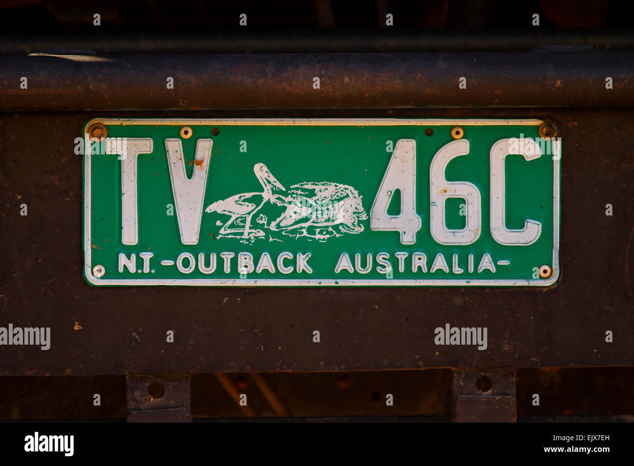 Registration plate on a Tourist Vehicle in the Northern Territory, Australia Stock Photo