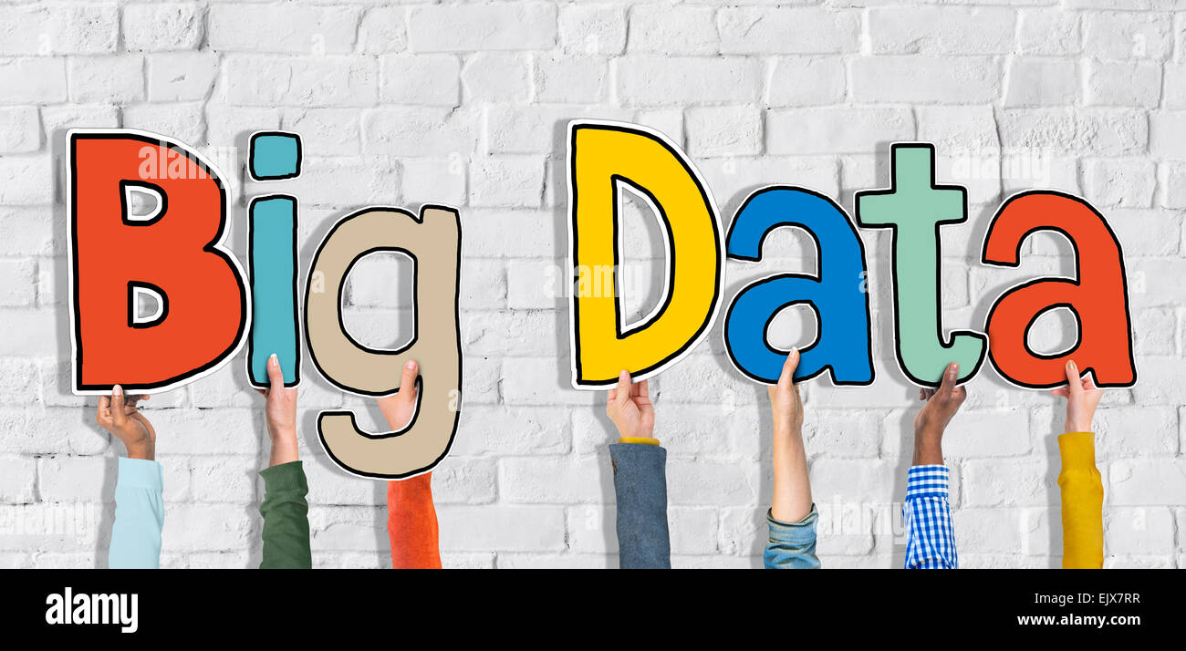 Group of Diverse People's Hands Holding Big Data Stock Photo