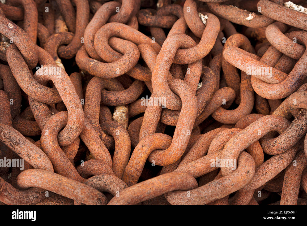 Close up of rusty industrial iron chain Stock Photo