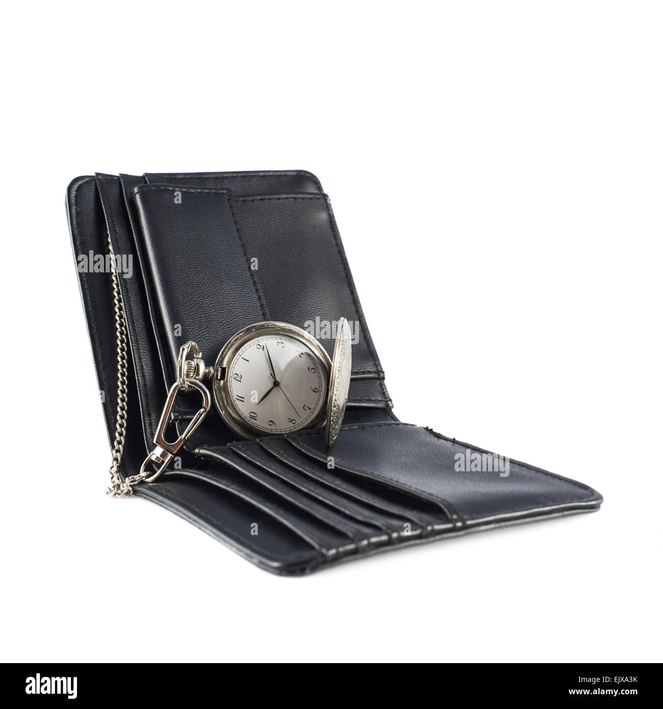 Old pocket watch in a wallet Stock Photo Alamy