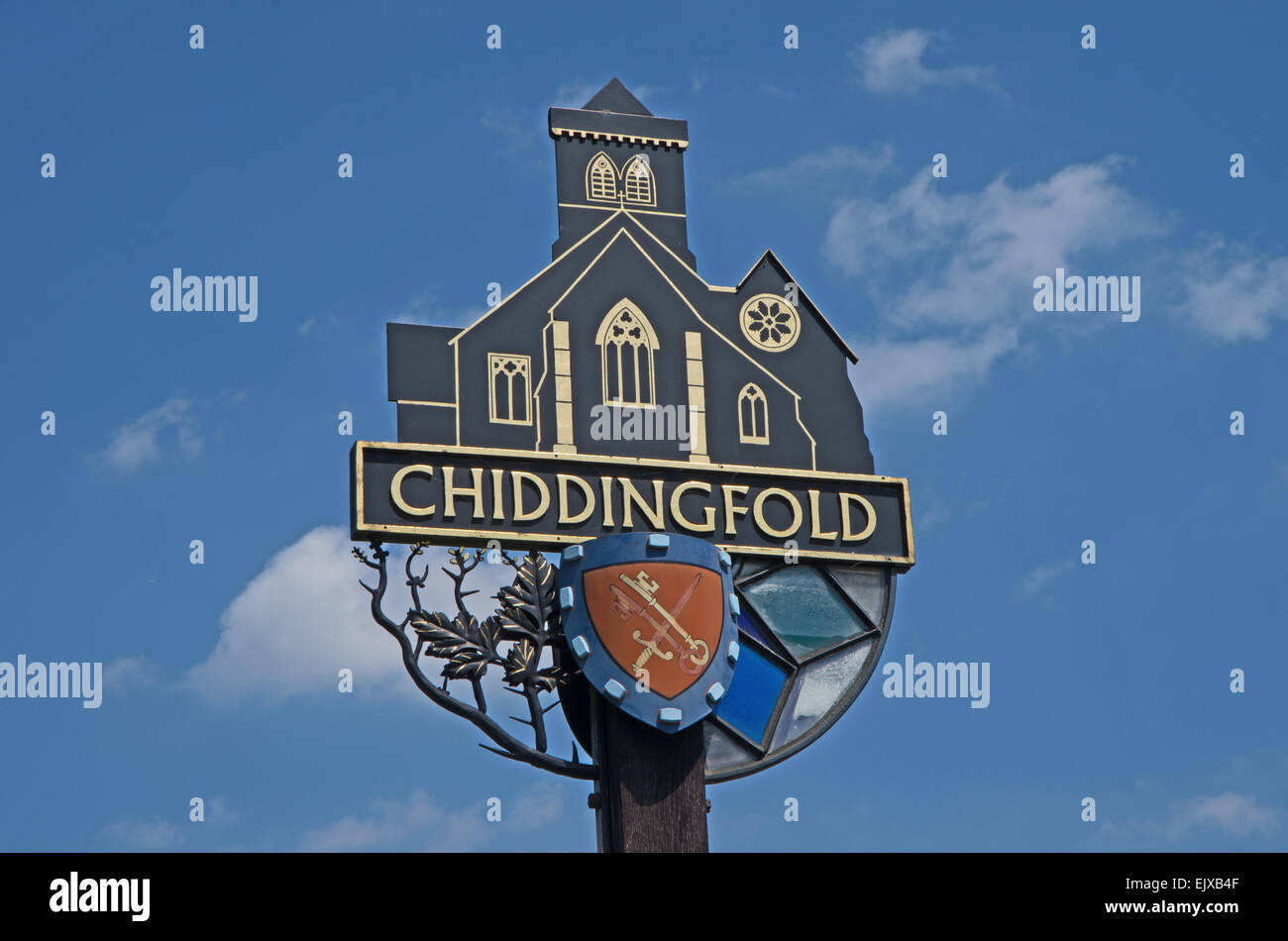 Chiddingfold, Surrey, England, Village Sign, Stock Photo