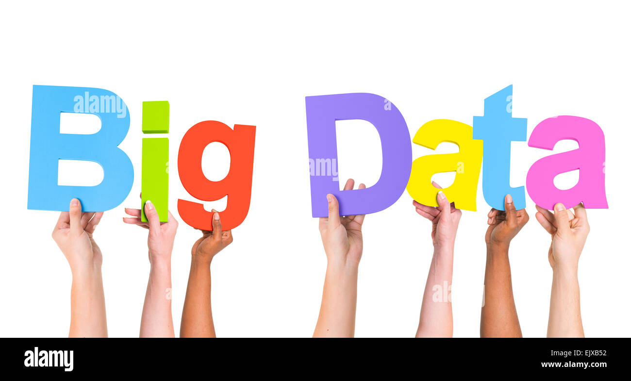 Diverse Hands Holding the Word Big Data Stock Photo