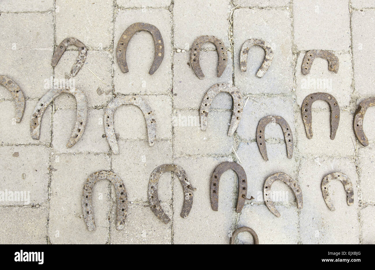 Old metal horseshoes for horses object detail Stock Photo Alamy