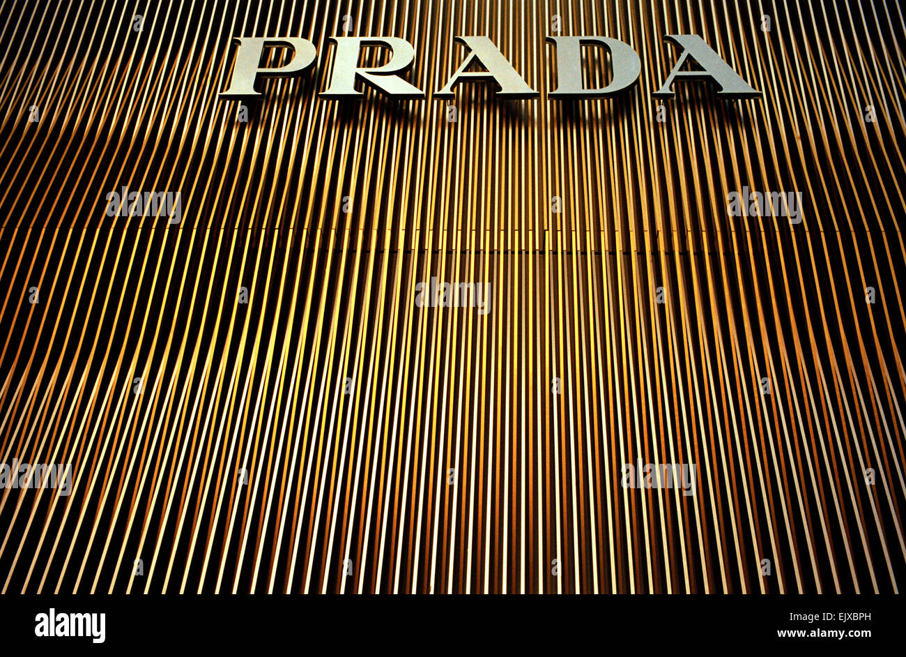 The Prada luxury fashion house in Sukhumvit Bangkok in Thailand in Far East Southeast Asia. Wealth Wealthy Consumerism Brand Branding Designer Travel Stock Photo
